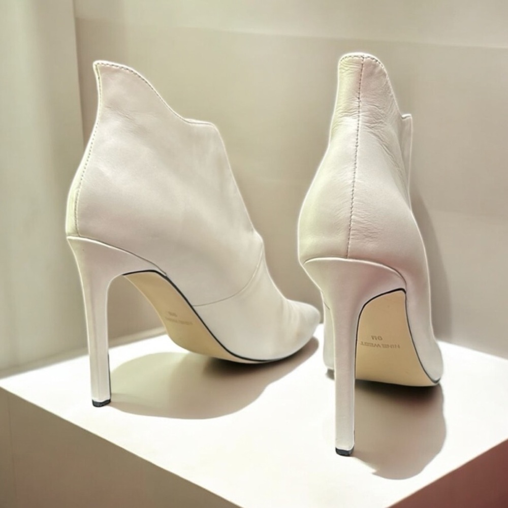 NEW Nine West ‘Tila’ dress Split V Cut ankle boot leather Ivory pointed toe Sz 9 - Picture 11 of 14